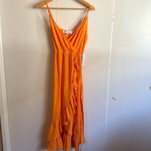 EMMA & MICHELE size small orange color, long summer dress, brand new with tag on